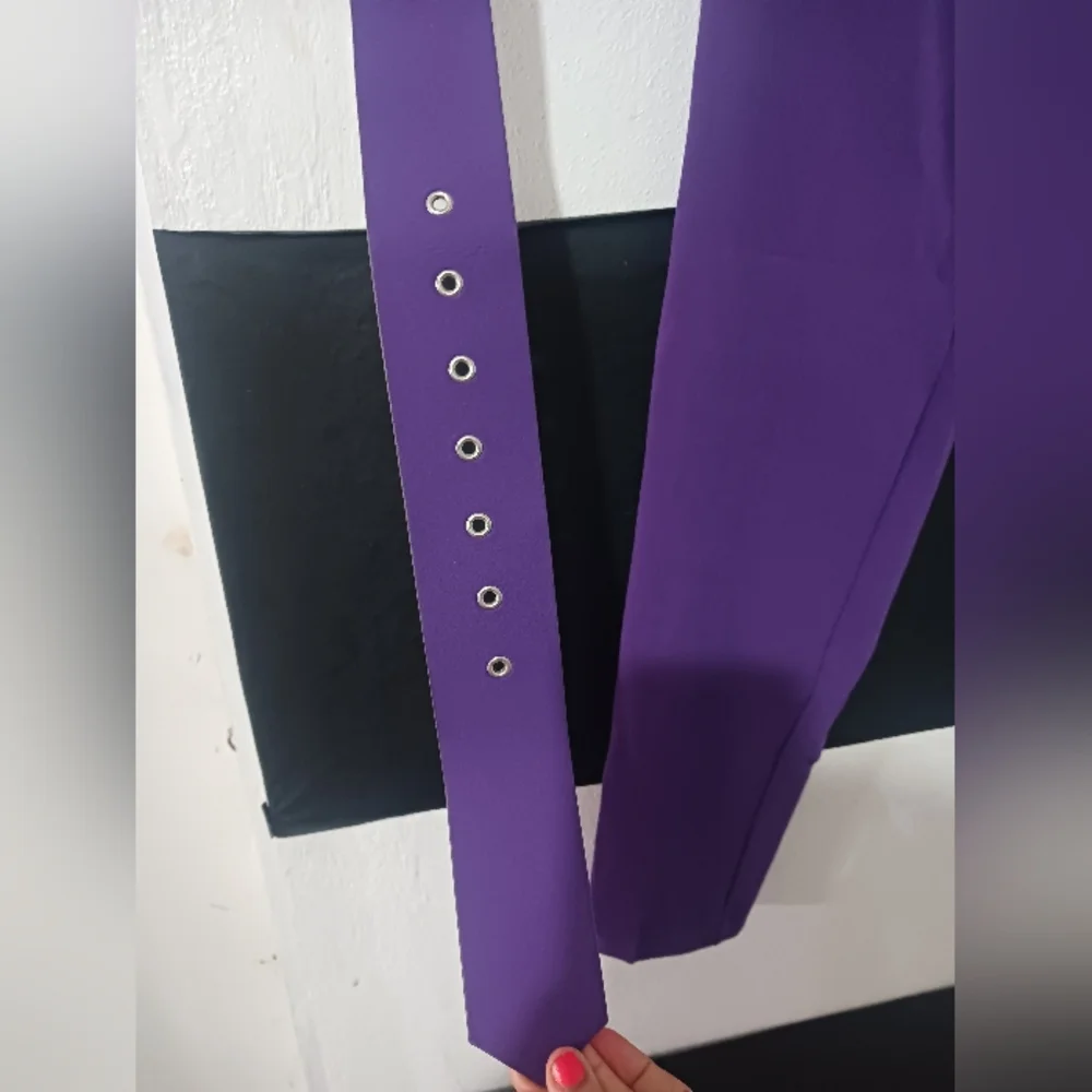 SHEIN Women Purple Belted Trouser Pant